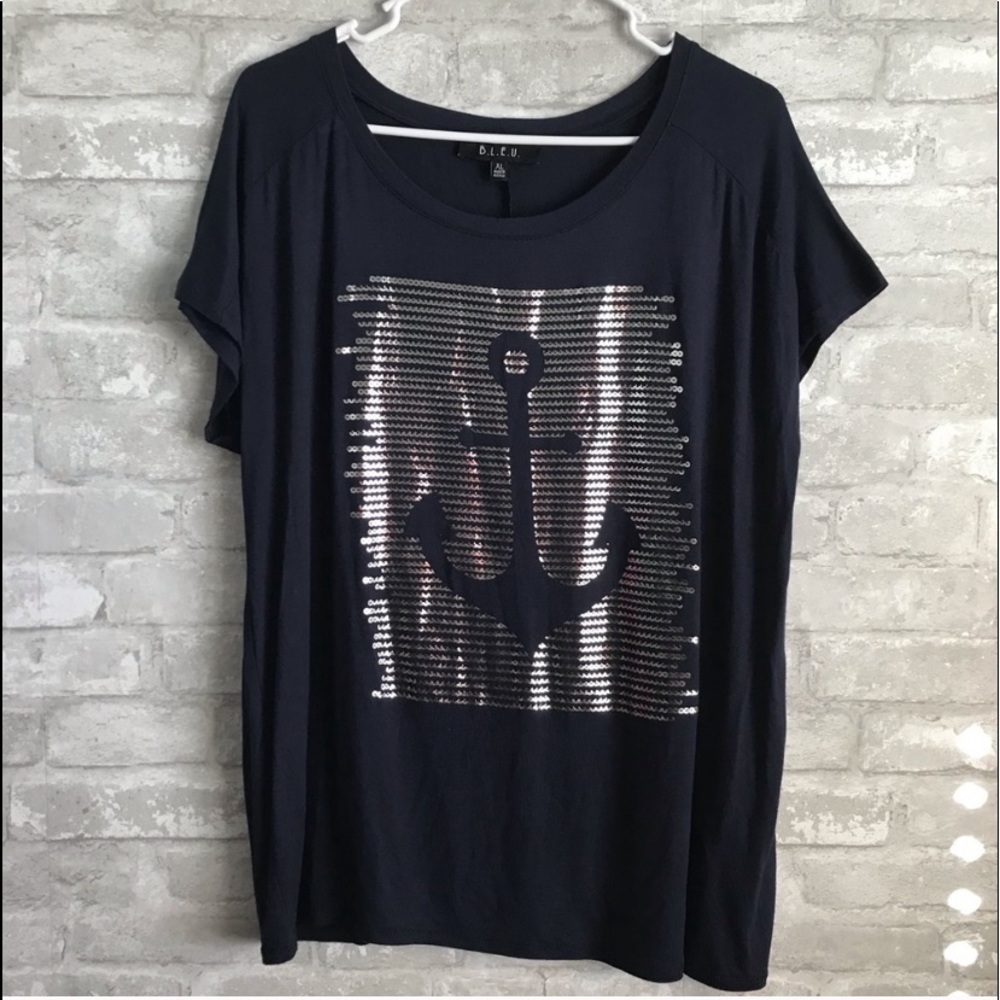 B.L.E.U. Women’s Navy Anchor Tee Shirt